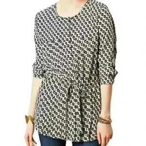 Maeve Anthropologie Selva Dropwaist Tunic Blouse Pleated Drawstring XS